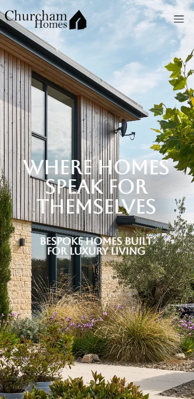 The Churcham Homes website on a phone